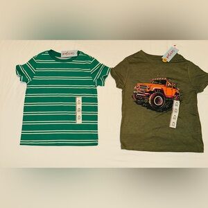 Cat & Jack Green Striped and Graphic Jeep T-Shirt Set